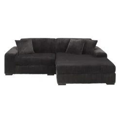 Sofa By Fancy Corduroy Velvet Sectional with Right-Side Chaise - Dark