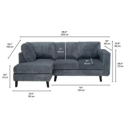 Corduroy Velvet Sectional with Left-Side Chaise