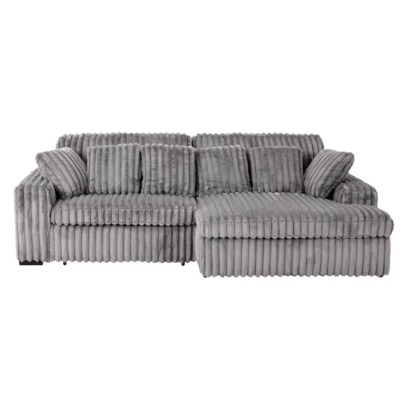 Corduroy Velvet Sectional with Power Slider and Chaise