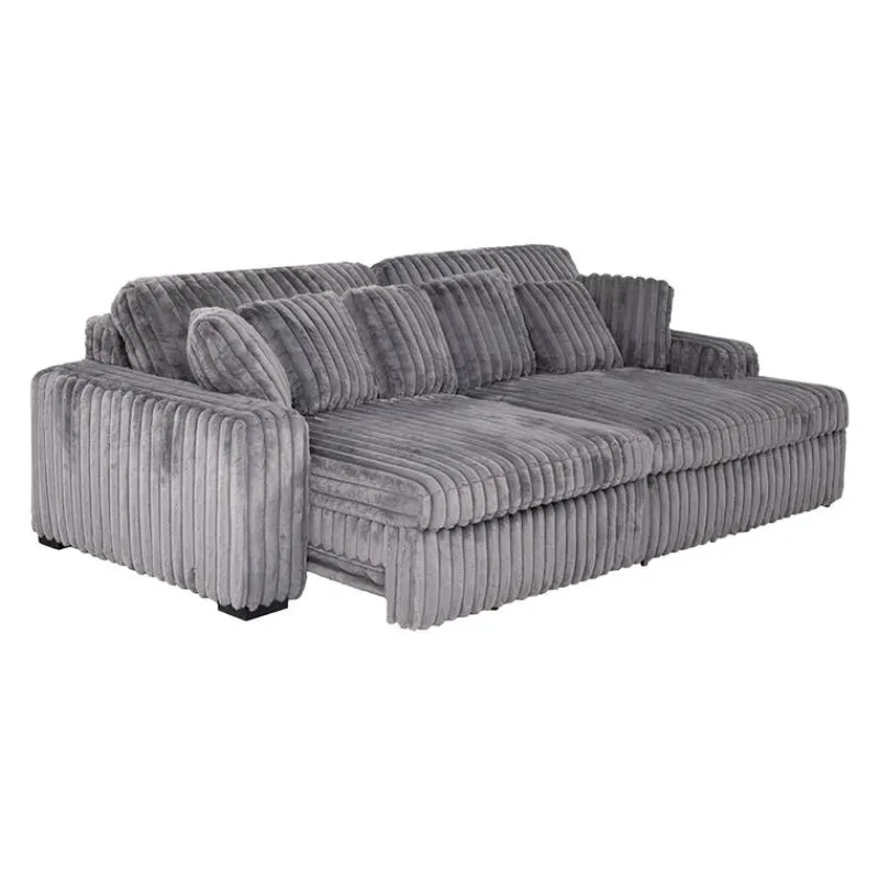 Corduroy Velvet Sectional with Power Slider and Chaise