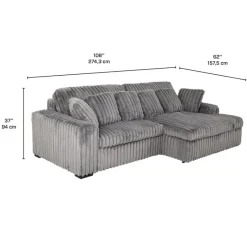 Corduroy Velvet Sectional with Power Slider and Chaise