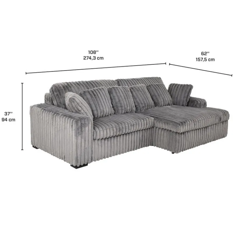 Corduroy Velvet Sectional with Power Slider and Chaise
