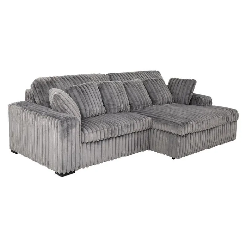 Corduroy Velvet Sectional with Power Slider and Chaise