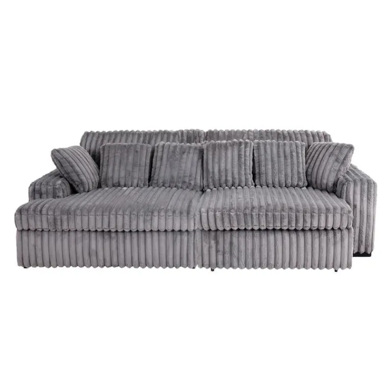 Corduroy Velvet Sectional with Power Slider and Chaise