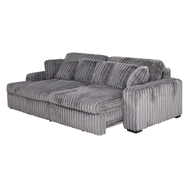 Corduroy Velvet Sectional with Power Slider and Chaise