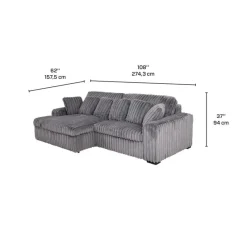 Corduroy Velvet Sectional with Power Slider and Chaise