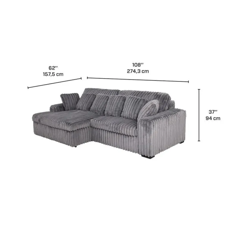 Corduroy Velvet Sectional with Power Slider and Chaise