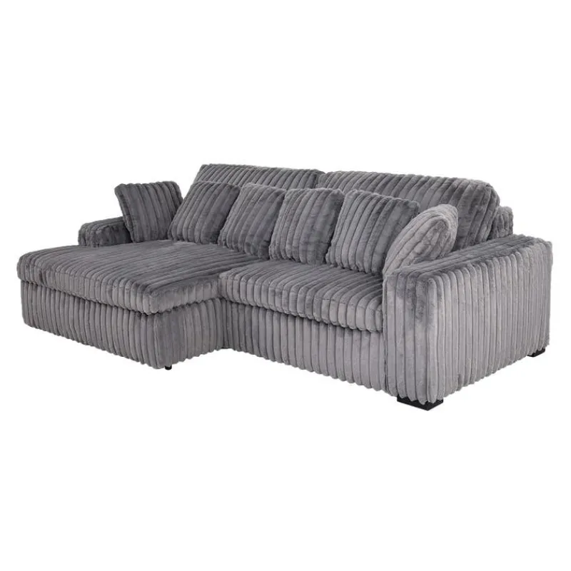 Corduroy Velvet Sectional with Power Slider and Chaise