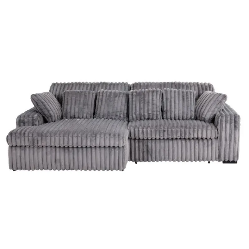 Corduroy Velvet Sectional with Power Slider and Chaise