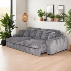 Corduroy Velvet Sectional with Power Slider and Chaise