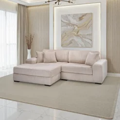 Sofa By Fancy Corduroy Velvet Sectional with Left-Side Chaise -