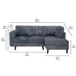 Corduroy Velvet Sectional with Right-Side Chaise