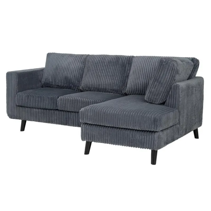 Corduroy Velvet Sectional with Right-Side Chaise