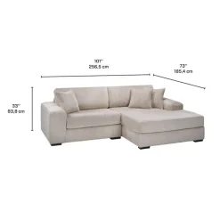 Sofa By Fancy Corduroy Velvet Sectional with Right-Side Chaise -