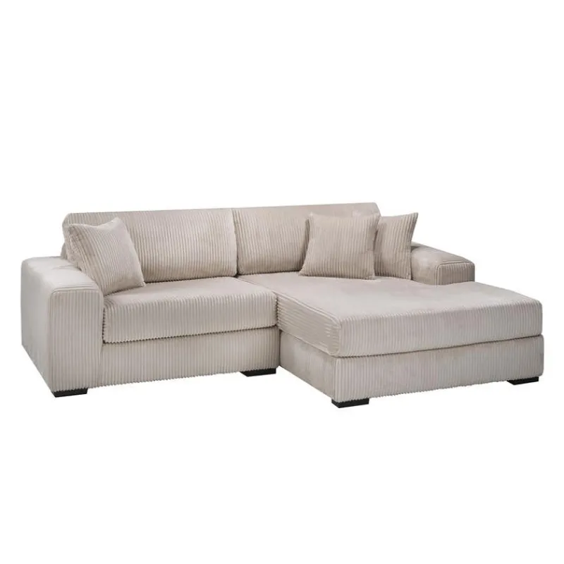 Sofa By Fancy Corduroy Velvet Sectional with Right-Side Chaise -