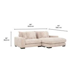 Corduroy Velvet Sectional with Reversible Chaise - Light Taupe