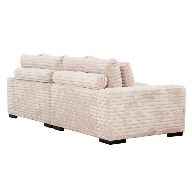 Corduroy Velvet Sectional with Reversible Chaise - Light Taupe