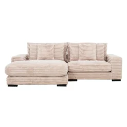 Corduroy Velvet Sectional with Reversible Chaise - Light Taupe