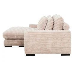 Corduroy Velvet Sectional with Reversible Chaise - Light Taupe