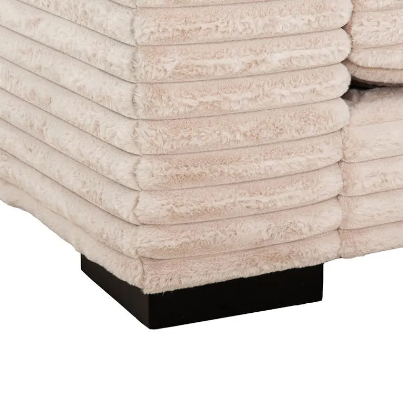 Corduroy Velvet Sectional with Reversible Chaise - Light Taupe