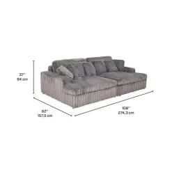 Corduroy Velvet Sofa with 2 Chaises