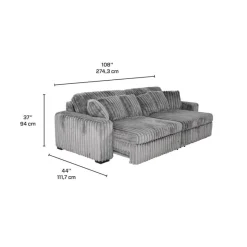 Corduroy Velvet Sofa with 2 Power Sliders