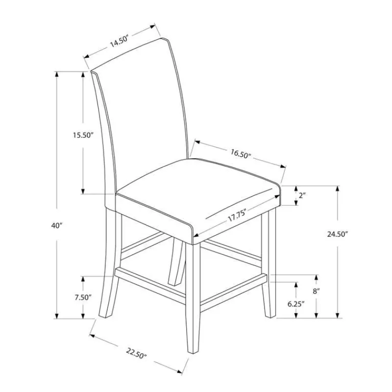 Monarch Dining chair - 2pcs / leather-look counter height -