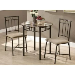 Monarch Dining set - 3pcs set / marble / bronze metal
