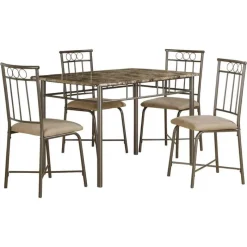 Monarch Dining set - 5pcs set / marble / bronze metal -