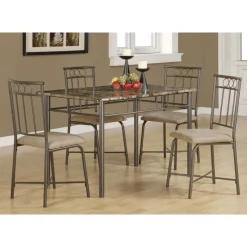 Monarch Dining set - 5pcs set / marble / bronze metal -