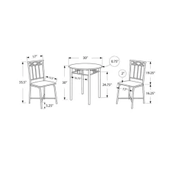 Monarch Dining set - 3pcs set / marble / charcoal metal