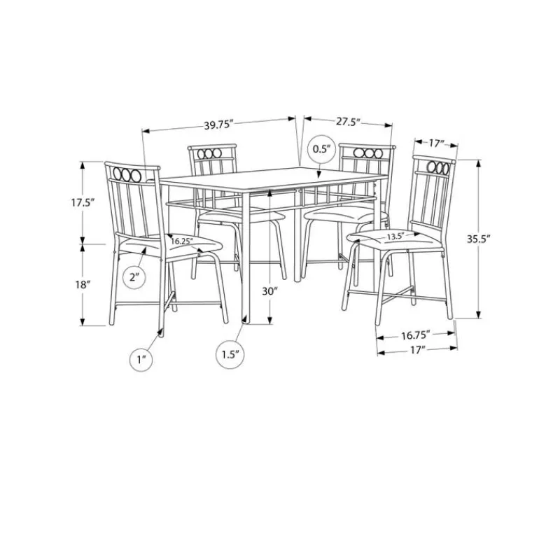 Monarch Dining set - 5pcs set / marble top / black metal