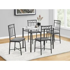 Monarch Dining set - 5pcs set / marble top / black metal