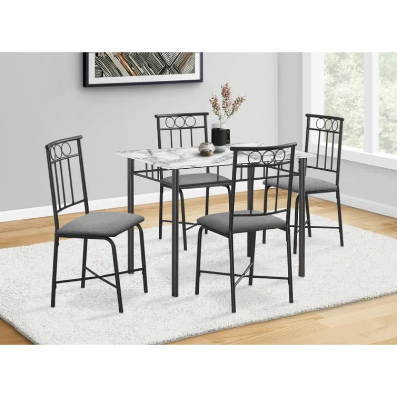 Monarch Dining set - 5pcs set / marble top / black metal