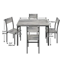 Dining Table Set with 4 Chairs - 43.3" × 27.5"