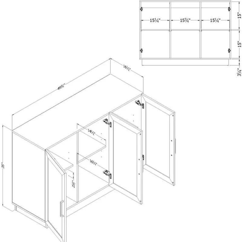 Meubles South Shore 3-Door Glass-Front Buffet - South Shore