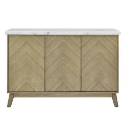 3-Door White Marble Top Server