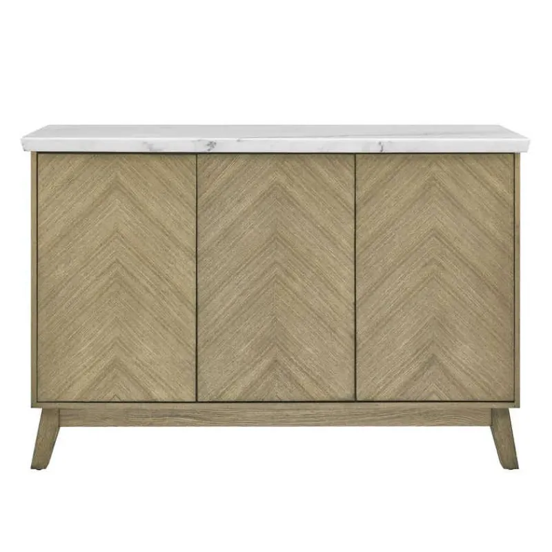 3-Door White Marble Top Server