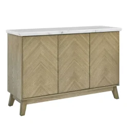 3-Door White Marble Top Server