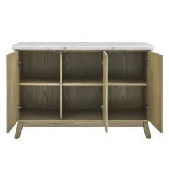3-Door White Marble Top Server