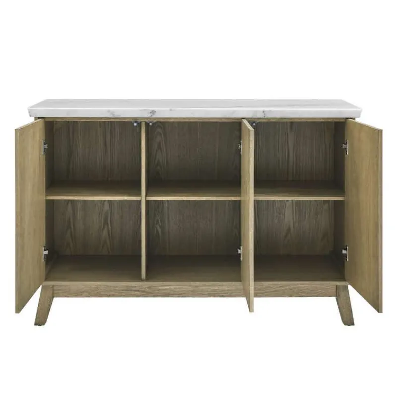3-Door White Marble Top Server