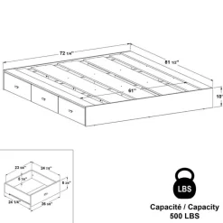 SUA-V 6-Drawer Storage Queen Platform Bed (60