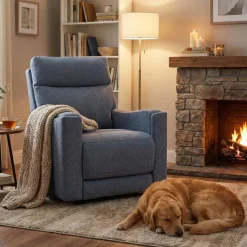 Electric Lift Recliner with Massage, Heat, and Adjustable Headrest - Blue