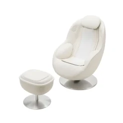 Electric Reclining Massage Chair with Ottoman in Faux Leather –