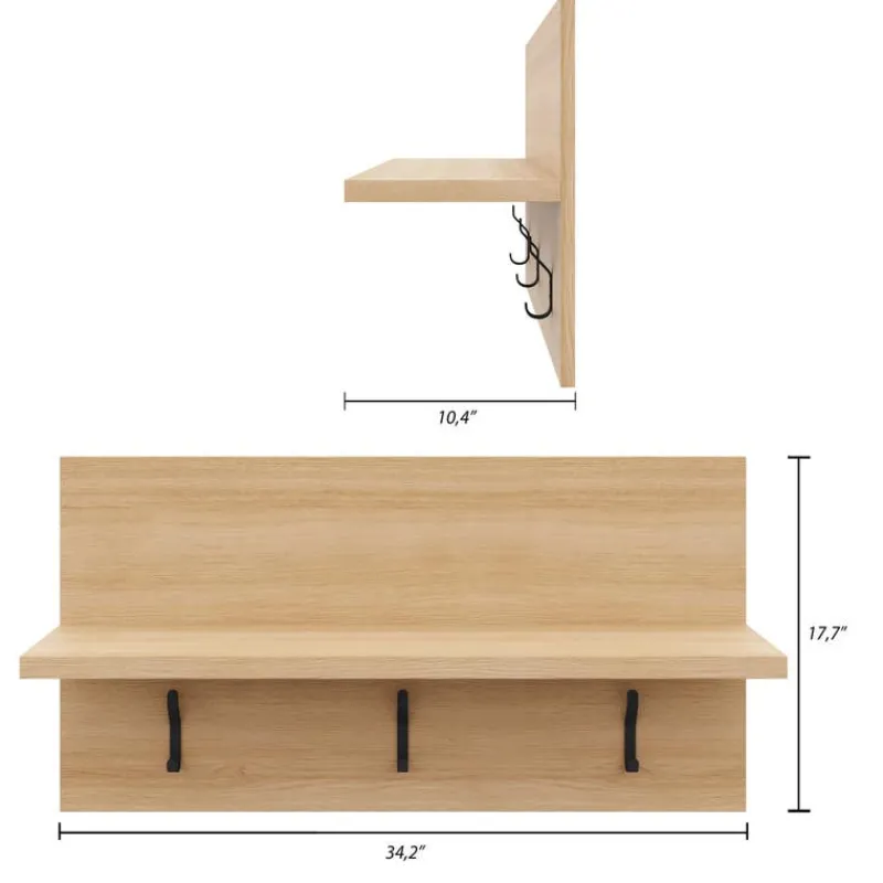 Nexera Entryway Wall-Mounted Coat Rack with Shelf