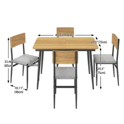 Extendable Dining Table Set with 4 Chairs - 43.3