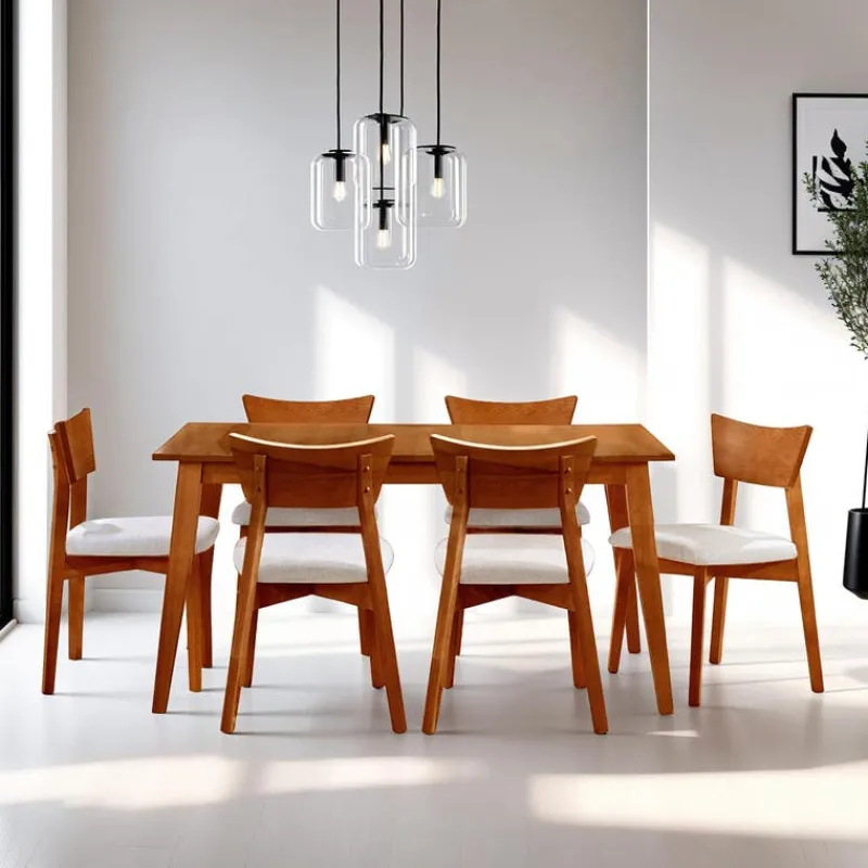 Arboit Poitras Extendable Rectangular Dining Table (54" to 70") with 6 Chairs -