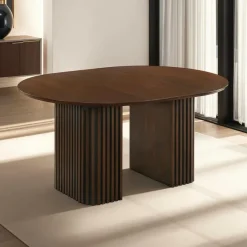 Extendable Round Pedestal Dining Table (48 to 83") with 6 Chairs