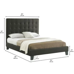 Faux Leather King Bed with Headboard (78'')
