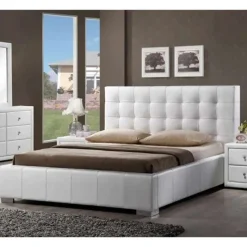 Faux Leather King Bed with Headboard (78'')
